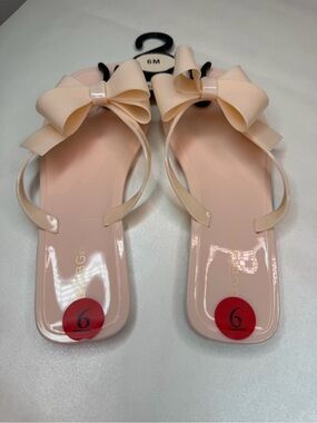 BCBGeneration Pale Pink Bow Jelly Thong Sandals
